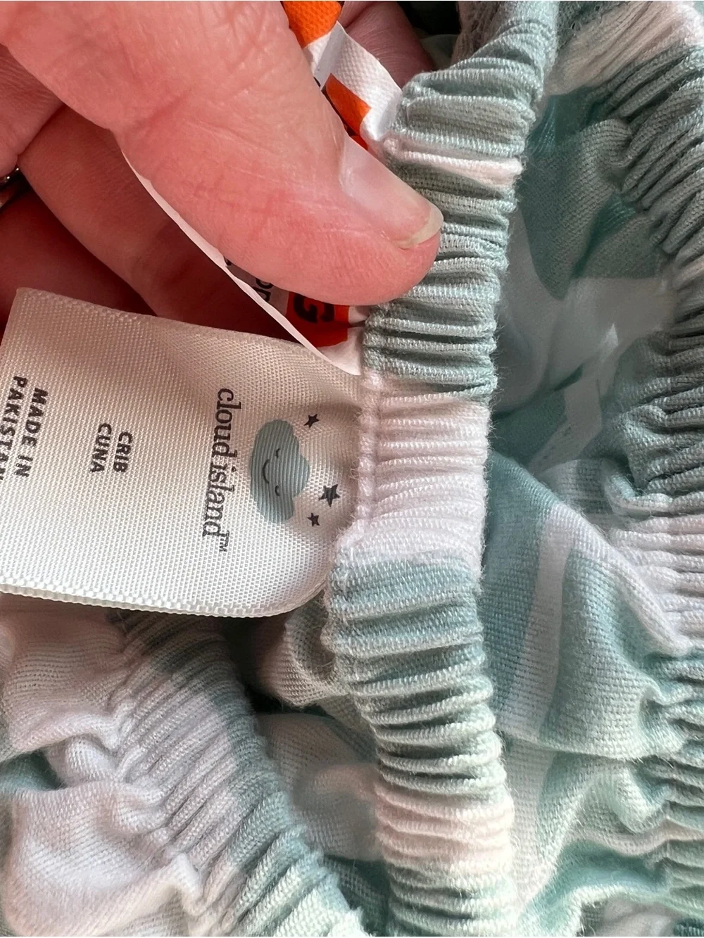 Cloud Island Mint and White Baby crib sheet